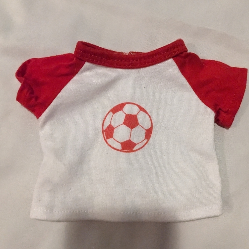 EUC Vintage red soccer ball  jersey ( red white) fits build a bear but knock off